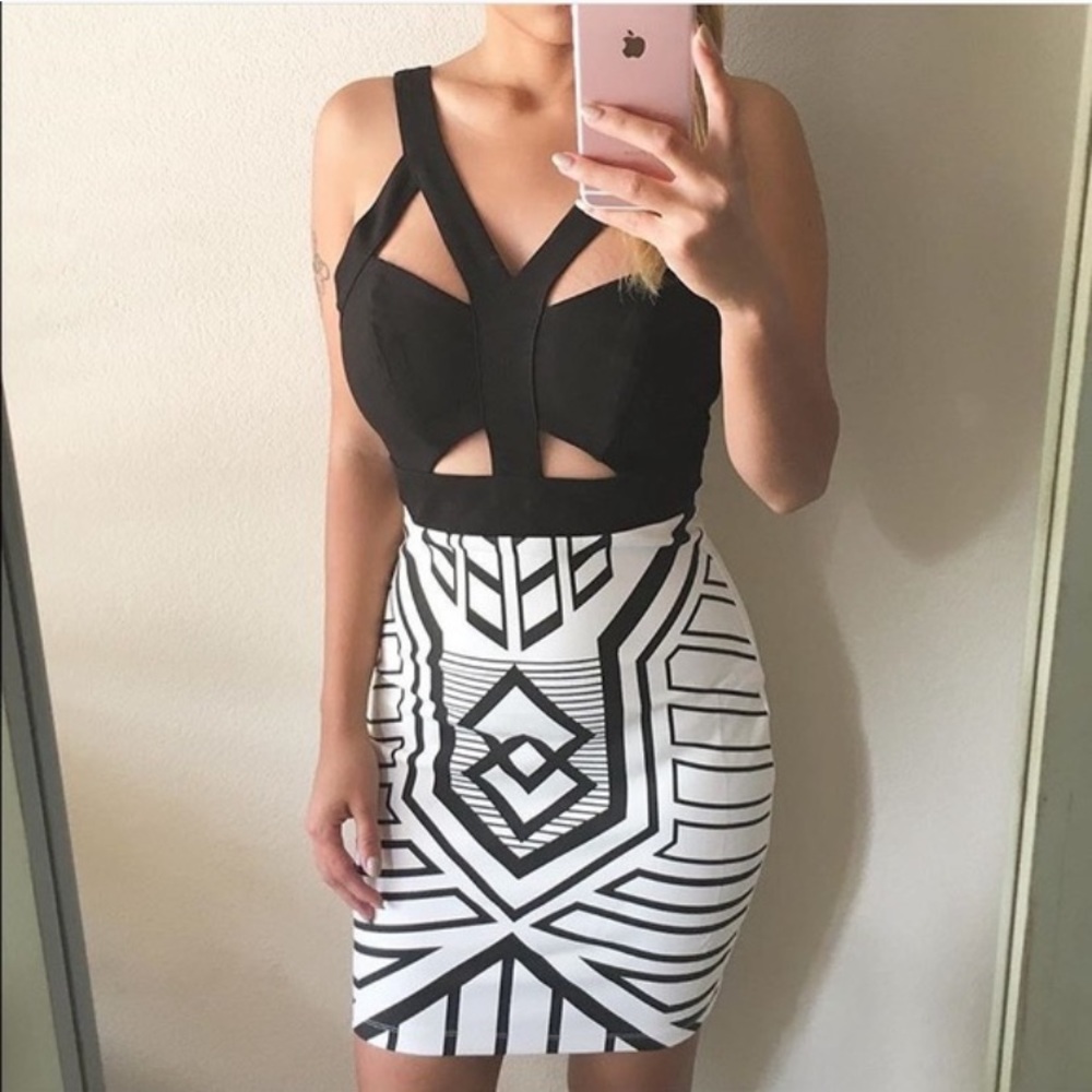Sexy white and black pattern dress